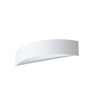 The Cleoni Carina 40 Wall Light features a modern, semi-circle design finished in matt white aluminium.