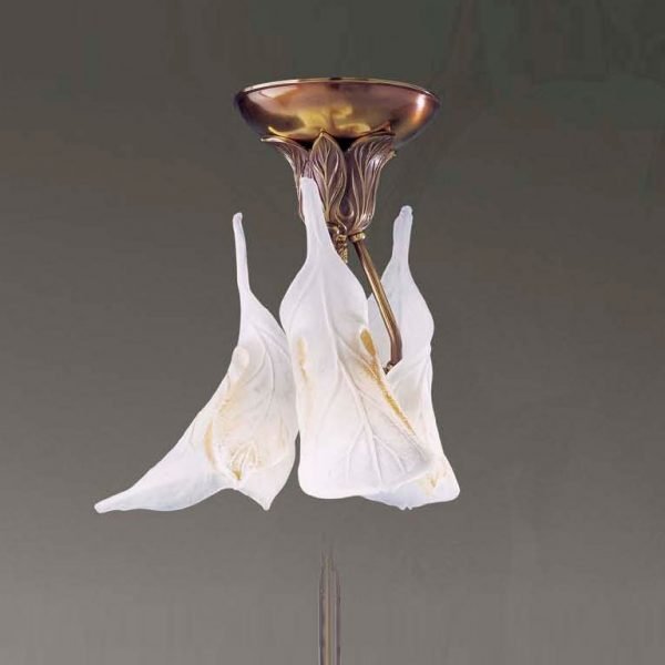 The Riperlamp Ninfa Ceiling Light is a traditional style light with three floral-inspired lampholders and accents in bronze metal.