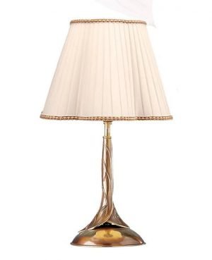 The Riperlamp Ninfa Table Light is traditional style light with floral-inspired accents in bronze and a pleated white lampshade.