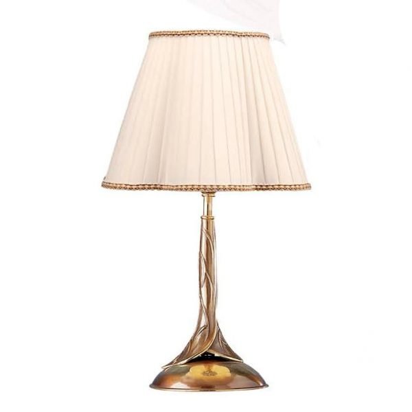 The Riperlamp Ninfa Table Light is traditional style light with floral-inspired accents in bronze and a pleated white lampshade.