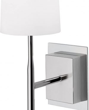 The Vibia Tulip Wall Light made with opal triplex matt blown-glass diffuser and chrome finished stand. Requires an E14 max. 60W light source. Product dimensions are ⌀12cm (lamp) x 33cm H x 17.5cm D.