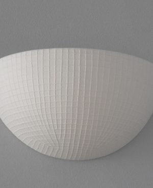 The Kula Siatka Wall Light features a half spherical design with grid accent pattern, made with white ceramic.