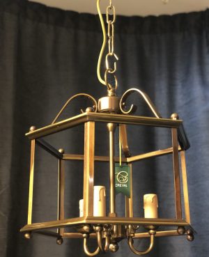 Pavon pendant light in brass and glass, with 3 x E14 lamp holders. Product dimensions are 38cm × 36cm.