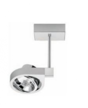 Vibia Corner ceiling spotlight. Adjustable, comes in a chrome finish. Requires a GU 5.3 12V max. light source. Product dimensions are 18.5cm W x 15cm H x 14.5cm D.