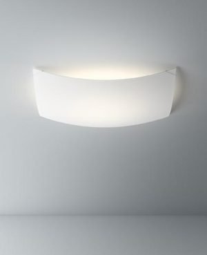 The Vibia Quadra Ice Ceiling Light features a curved, square design with white glass diffuser.