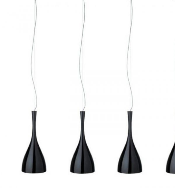 Three Vibia Jazz Pendants, featuring a curved design in a black lacquer finish.